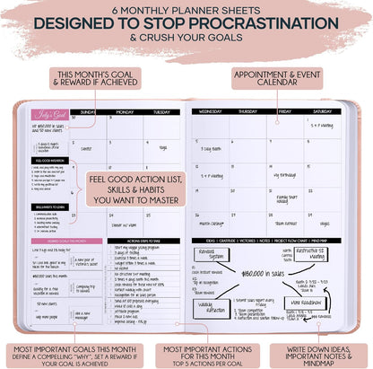 Self Care Journal & ADHD Planner for Adults - 5 Minute Journal, a 90 Days Planner, Creating Your Dream Life, Increase Productivity & Happiness, Vision Board, Guided & Gratitude Journal - Undated